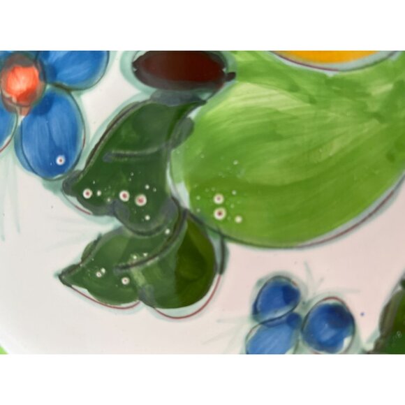 Vintage Hand Painted Ceramic Portugese Plate Platter Fruit Flowers Party Tray - Picture 2 of 7